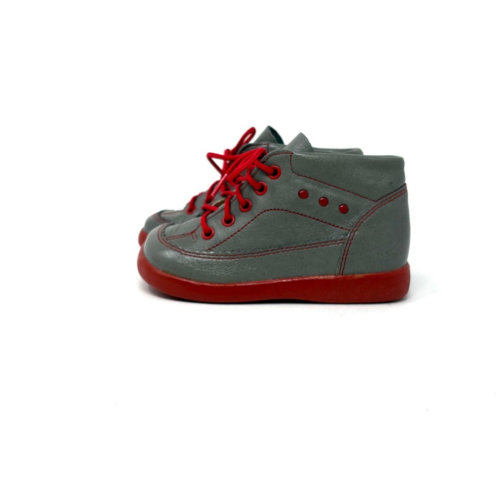 Toddler Kids Vintage Leather Boots 70s Grey Red Baby Walking shoes Germany